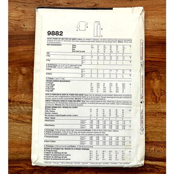 Vintage 1980s Simplicity 9882 Sewing Pattern Toddler Sz 3-4 Pajama Set COMPLETE - Picture 2 of 2